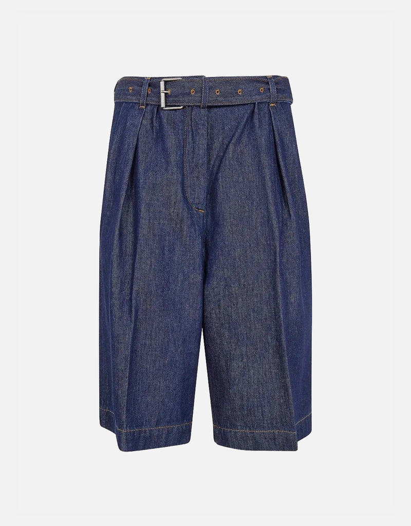Dries Van Noten ベルト付きコットンショートパンツ (デニム単品