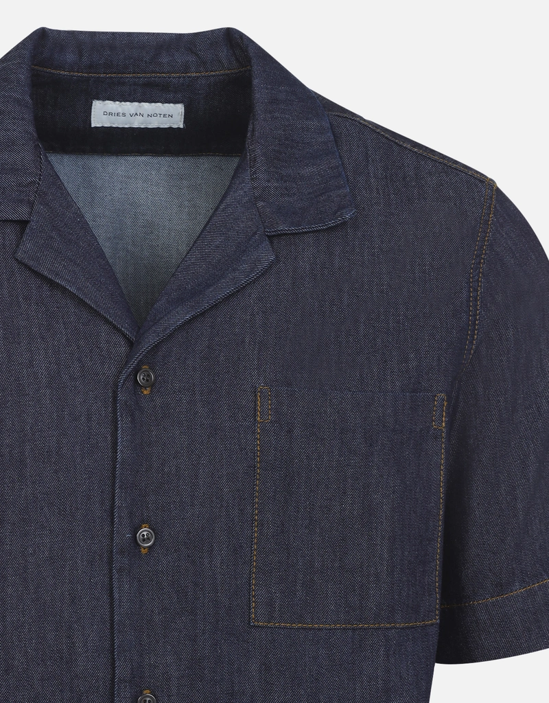 DRIES VAN NOTEN キルティングステッチシャツ インディゴ Dries Van Noten メンズCarltoneコットンシャツ (すべての新品) IFCHIC.COM