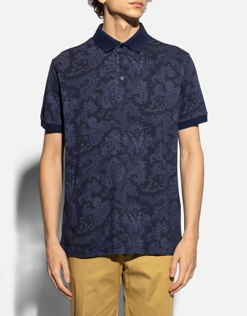 Etro メンズペイズリープリントポロシャツ (すべての新品) IFCHIC.COM