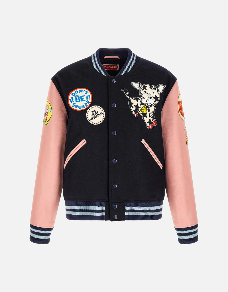 Kenzo Men's KENZO Badges Wool Varsity Jacket (All New In) IFCHIC.COM