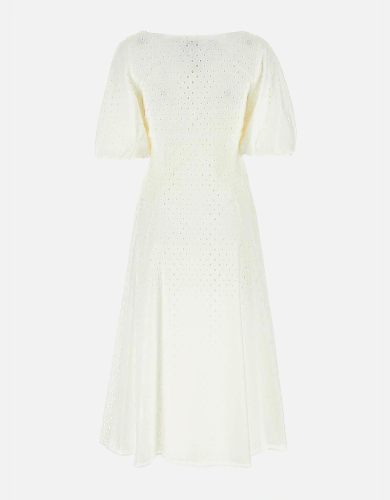 kenzo cotton dress Kenzo Embroidered Puff-sleeve Midi Dress