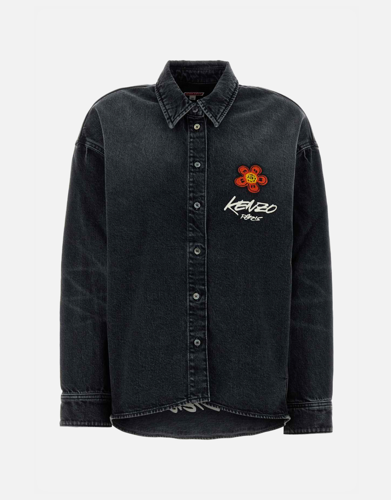 Kenzo ブラックストレッチコットンデニムルーズフィットシャツ (すべて