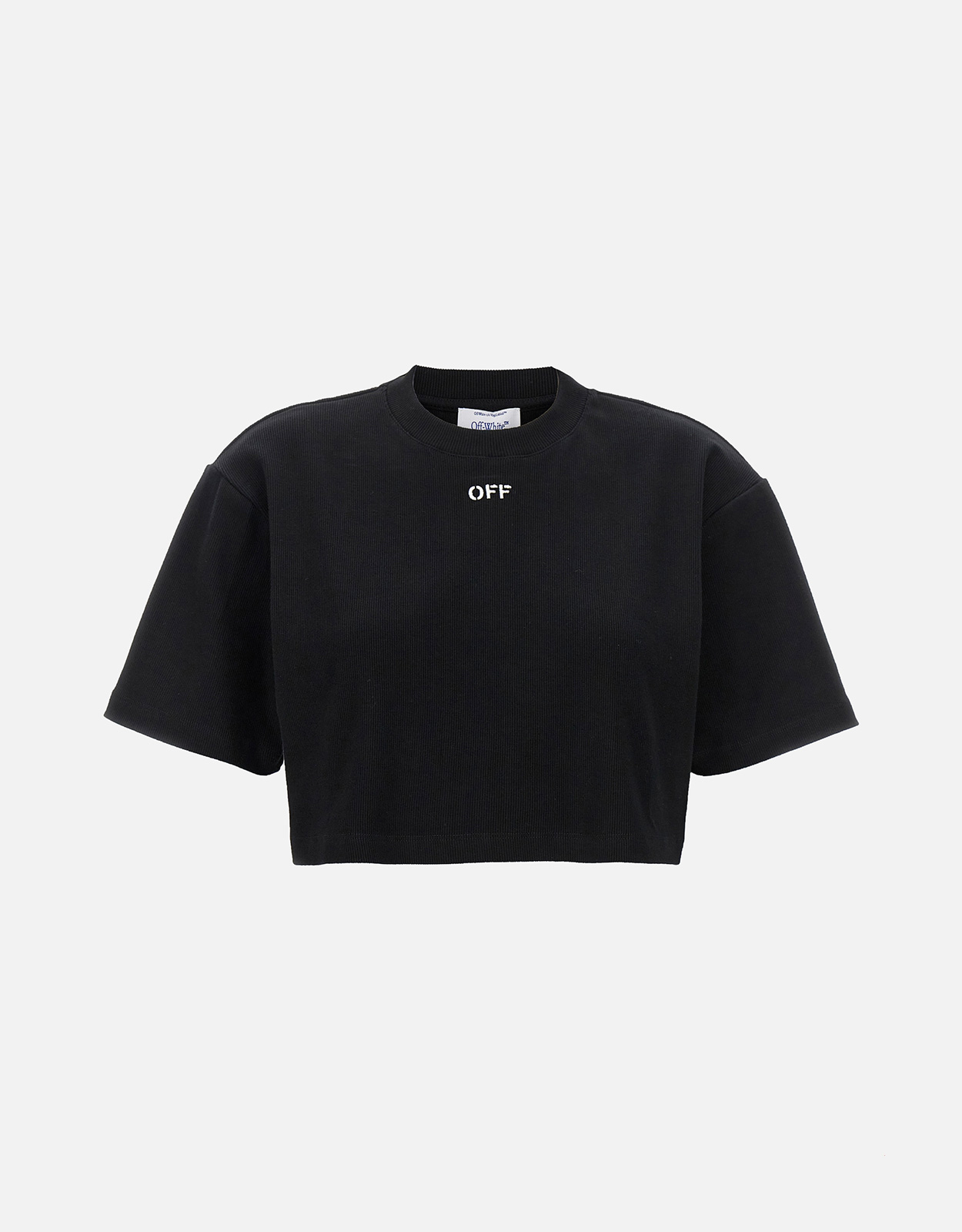 Off-White 'Off Stamp' Cotton Stretch Crop T-shirt - XXL　オフホワイト Off Stamp コットン ストレッチ クロップ T シャツ - XXL Off-White