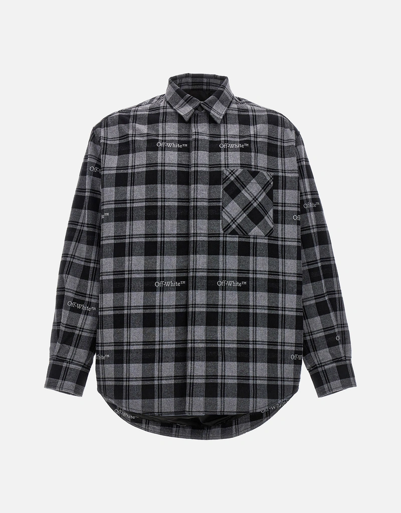 Off-White メンズチェックフランネルパッド入りオーバーシャツ