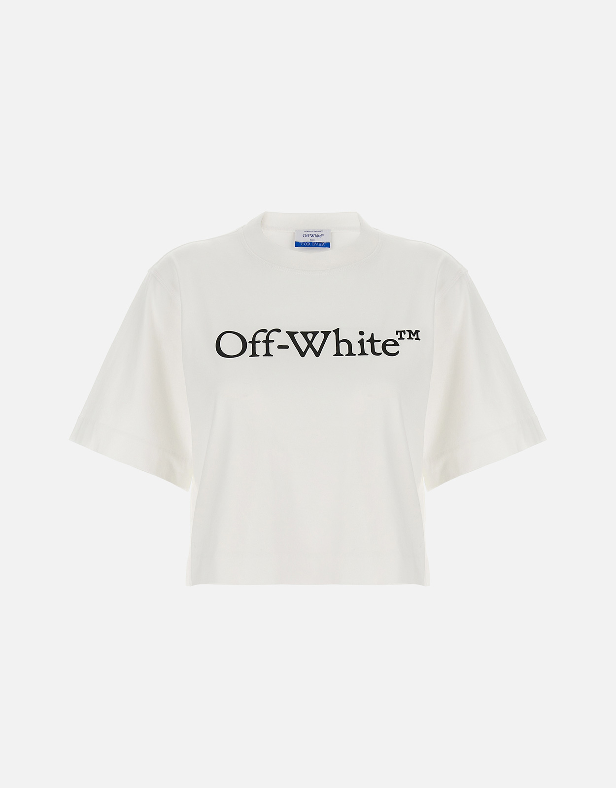 Off-White Cotton Crew Neck Cropped T-shirt - XXS　オフホワイト コットン クルーネック クロップド T シャツ - XXS Off-White