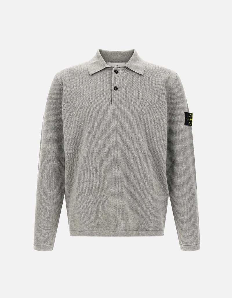STONE  グレー 長袖ポロシャツ Stone Island メンズ5100024マイクロステッチソフトオーガニック
