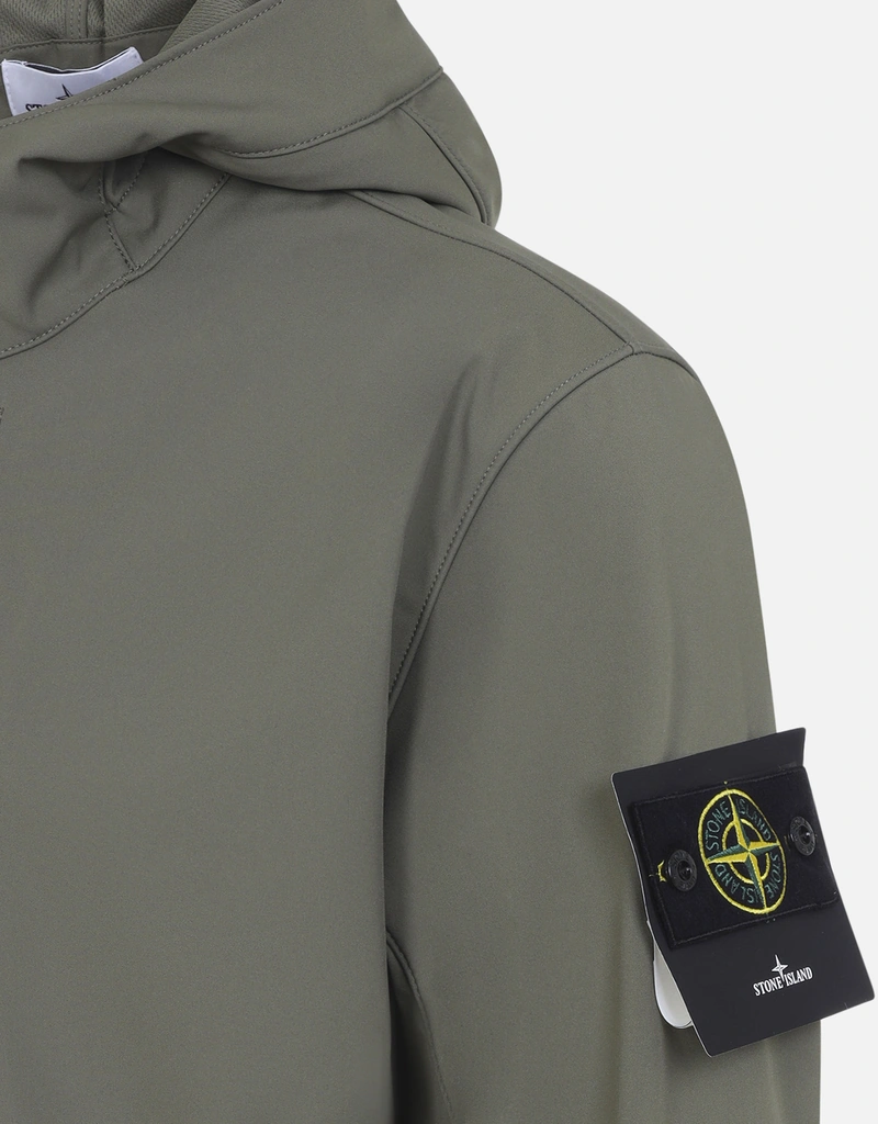 STONE  パーカー カーキ　Ｓ ストーンアイランド STONE ISLAND ロゴ ワッペン プルオーバー