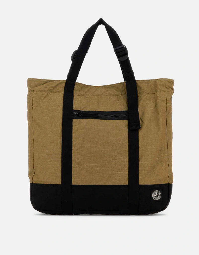 STONE  トートバッグ カーキ Stone Island メンズ ダブルコーティング コットンリップストップ