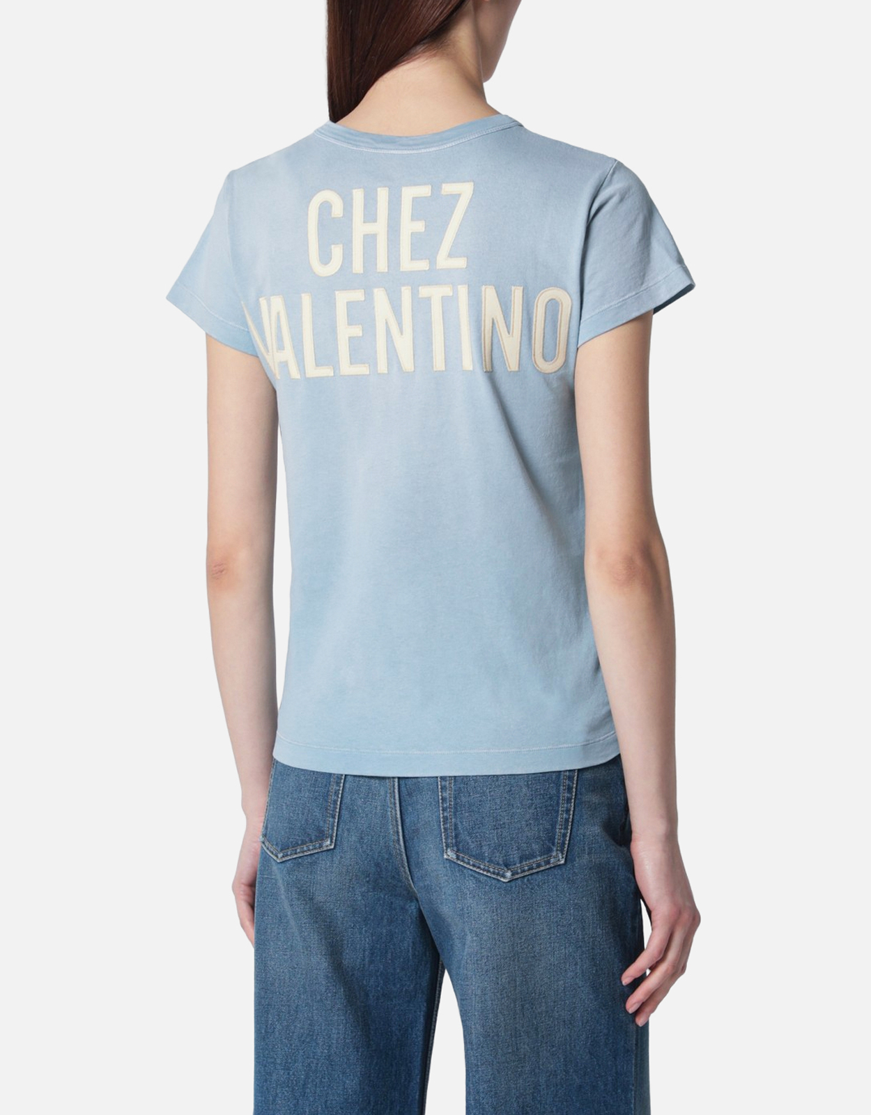 ヴァレンティノ tシャツ　シャツ　ブルゾン Valentino Garavani ライトブルーパンサー レディース コットン T