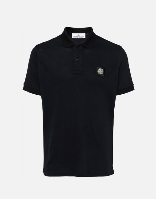 STONE  ブラックポロシャツ SLIM FIT Stone Island メンズ オーガニックコットンピケ ストレッチ スリム