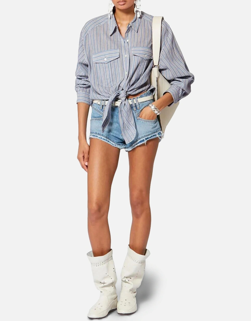 Isabel Marant Étoile タイアップストライプコットンボイルオーバー