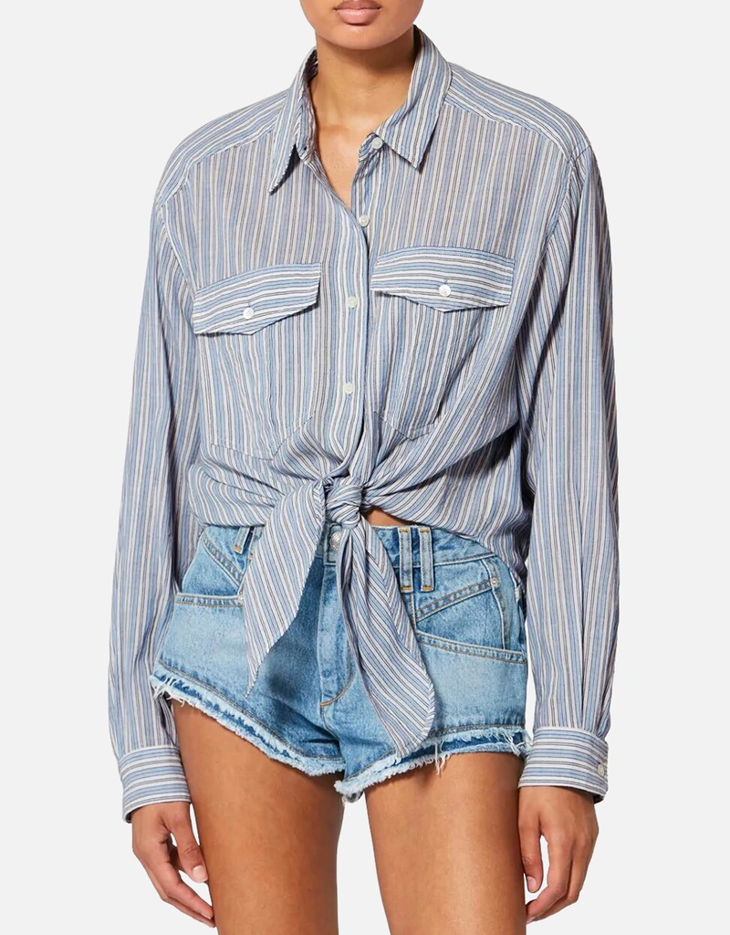 Isabel Marant Étoile タイアップストライプコットンボイルオーバー