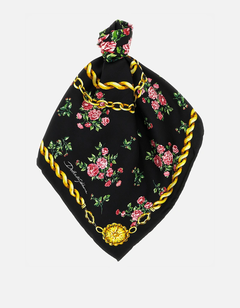 Dolce & Gabbana シルク Mazzolini Di Rose プリント スカーフ