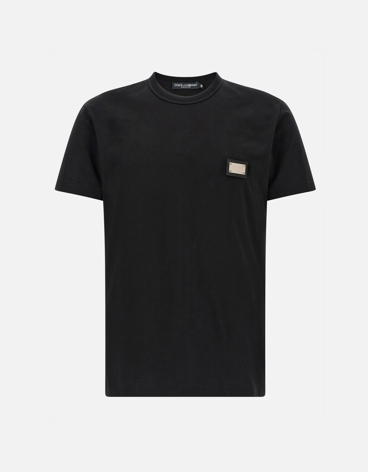 Dolce & Gabbana メンズロゴプレートレザーパッチコットンジャージー