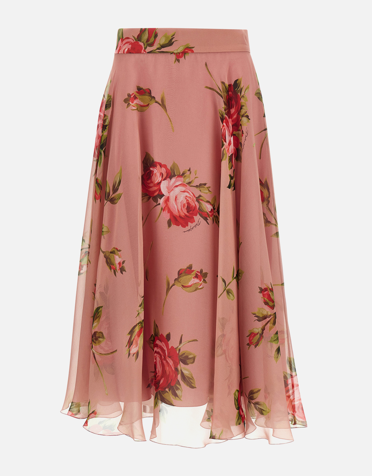 Dolce & Gabbana ブーケローズシルクシフォンドレススカート (すべての