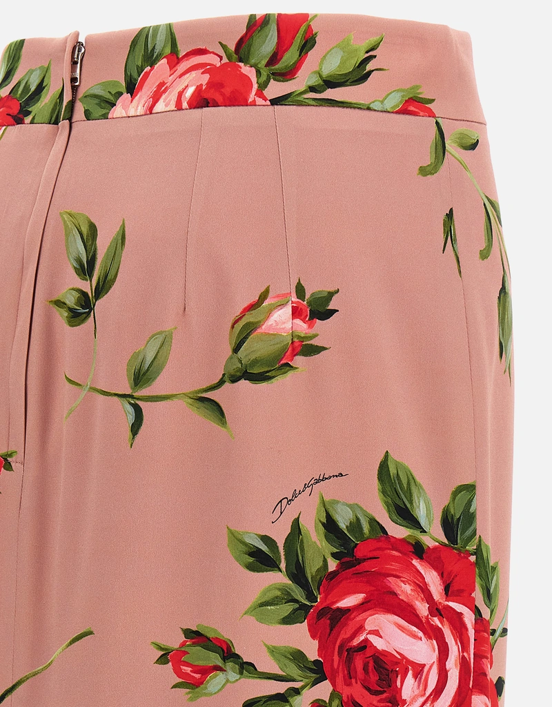 Dolce & Gabbana ブーケローズシルクミディスカート (すべての新品