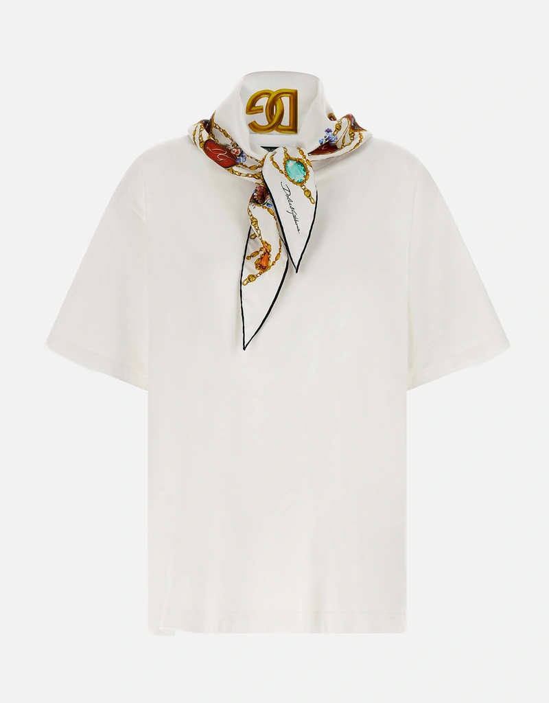 Dolce & Gabbana Collection Cotton Scarf-Detail Short Sleeve T