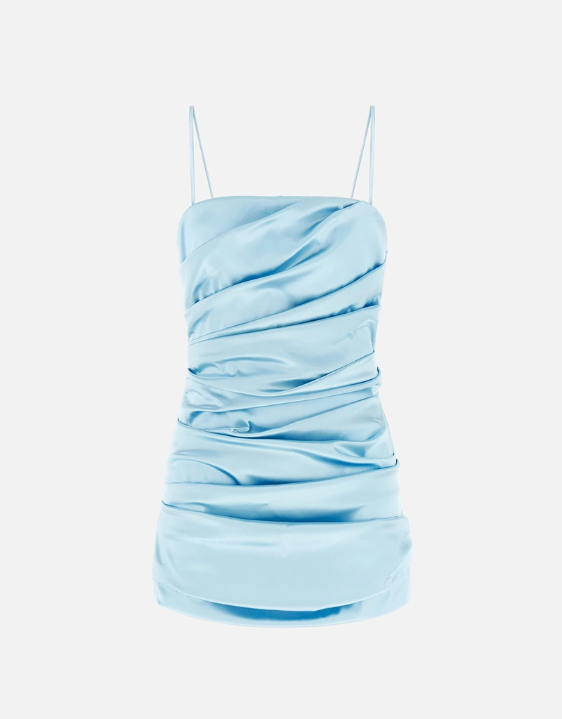 Dolce & Gabbana-Stretch satin dress Dresses Light Blue-Dresses