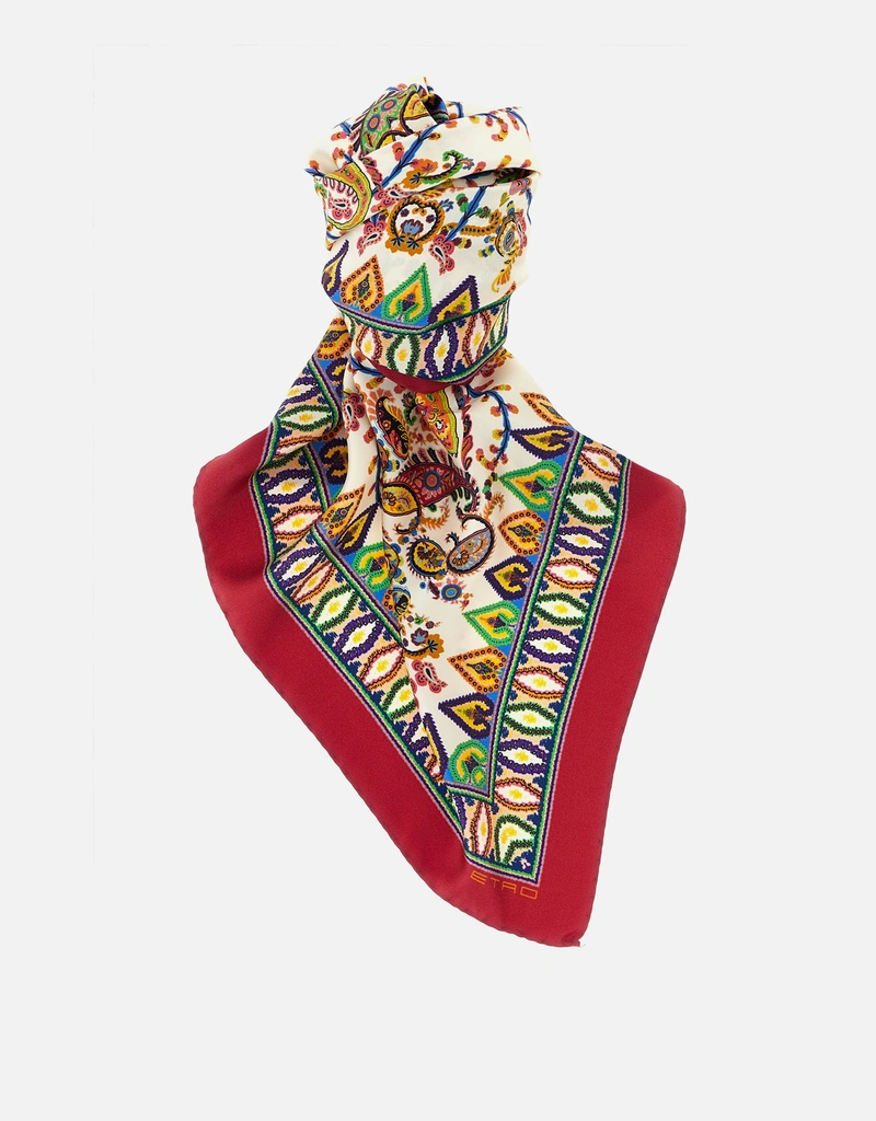 Etro 花柄ペイズリーとメダリオンモチーフのシルクスカーフ () IFCHIC.COM