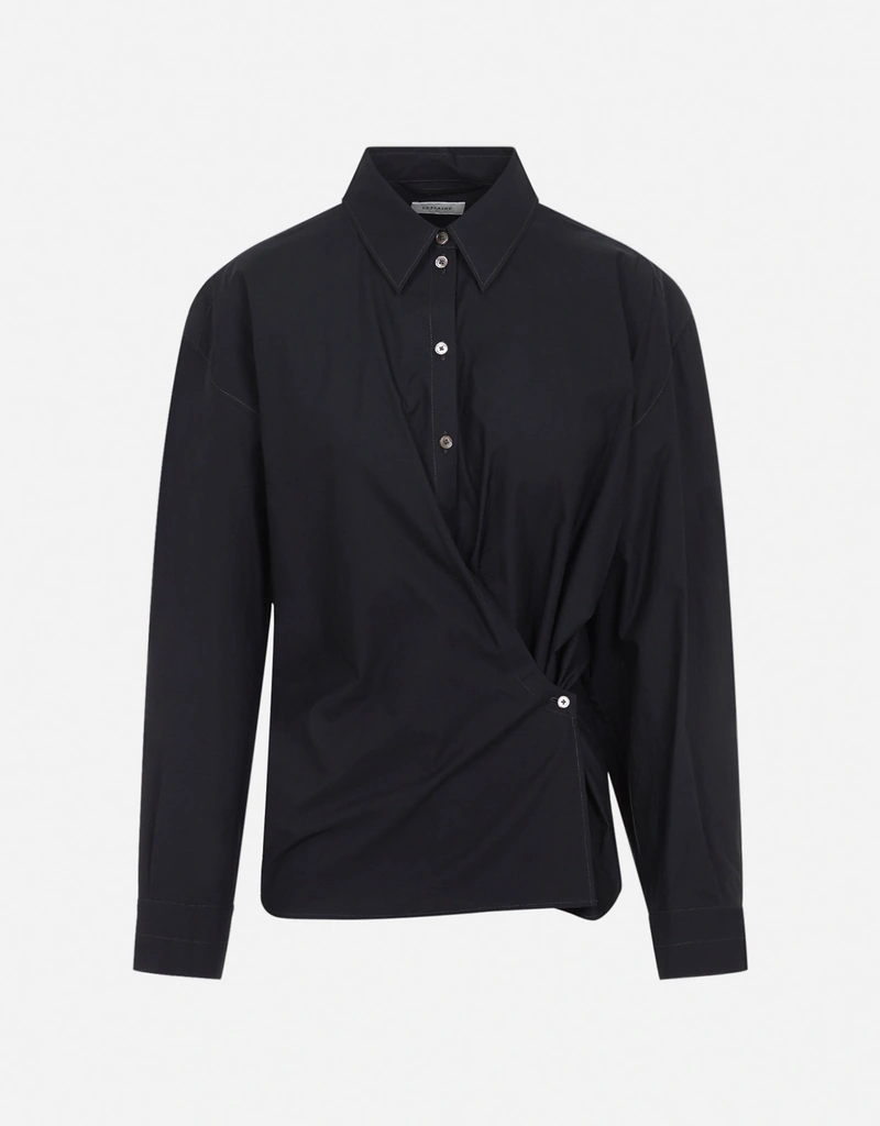 LEMAIRE ウォッシュドコットンシルクストレートカラーねじれシャツ