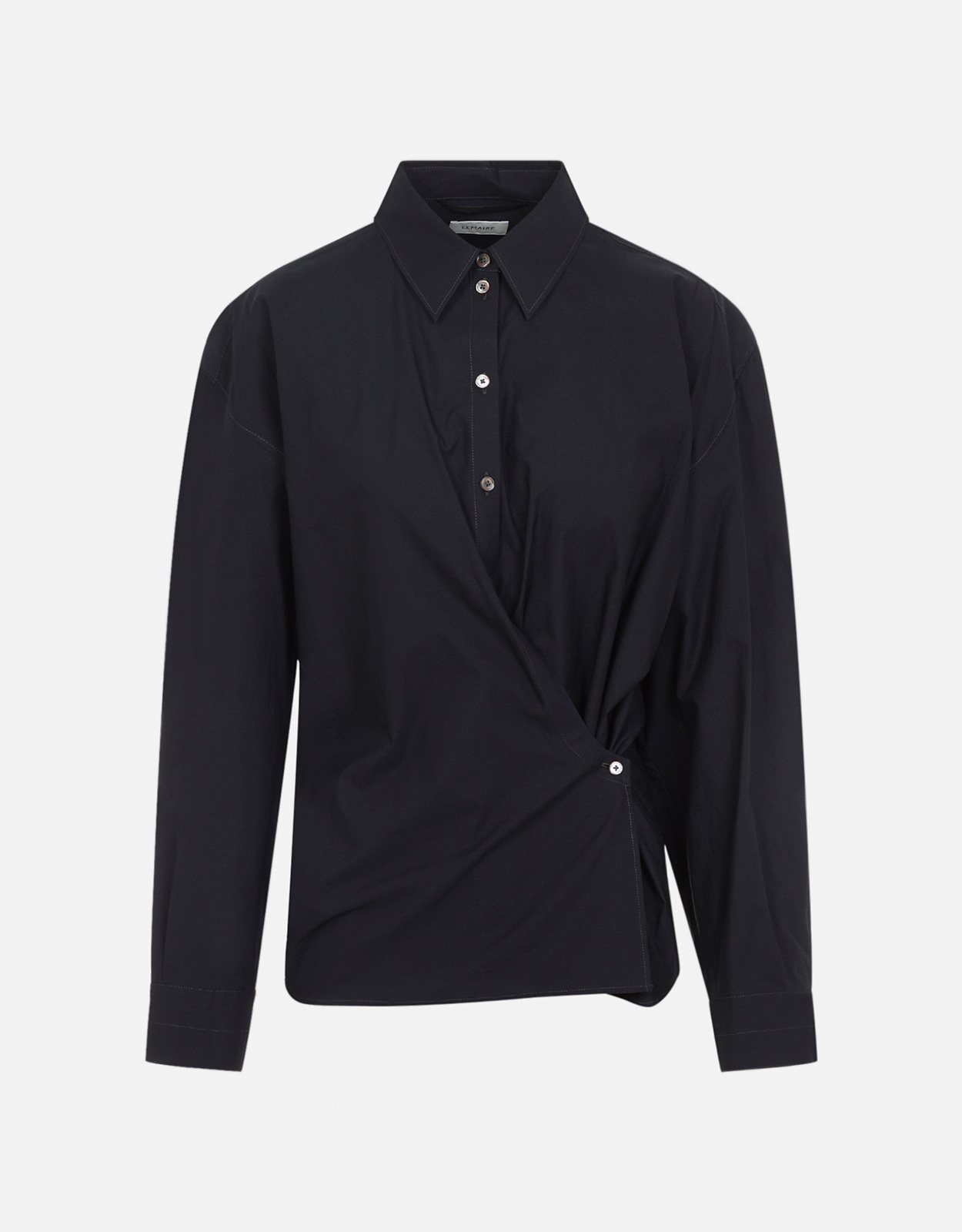 LEMAIRE ウォッシュドコットンシルクストレートカラーねじれシャツ