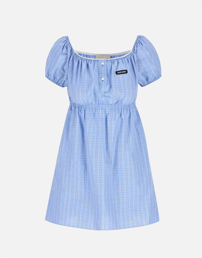 Miu Miu Mini Poplin Dress - Blue Miu Miu Mini Poplin Dress - Blue