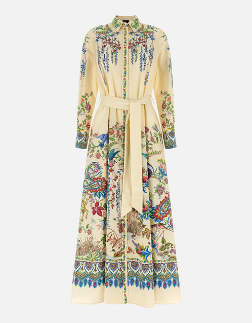 Etro 長袖綿シャツドレス フローラル＆フォーナプリント配置 (すべての