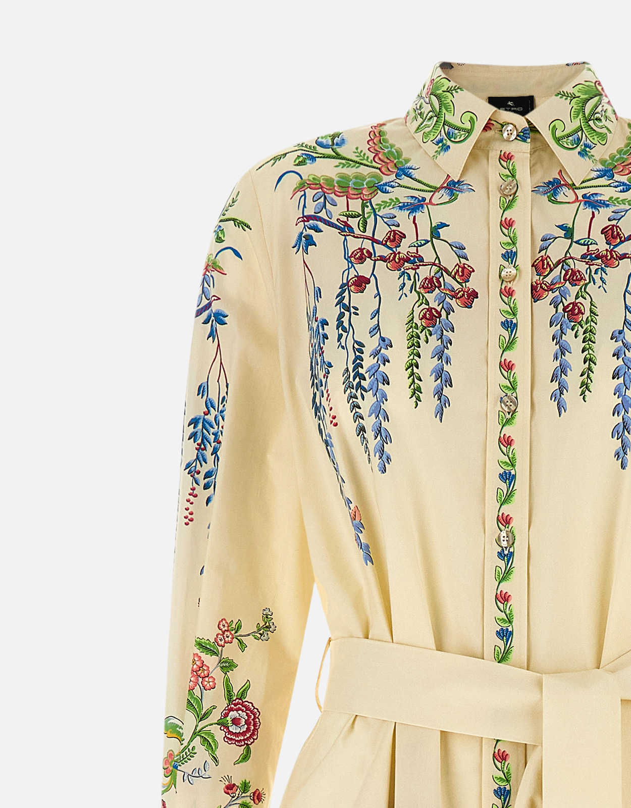 Etro 長袖綿シャツドレス フローラル＆フォーナプリント配置 (すべての