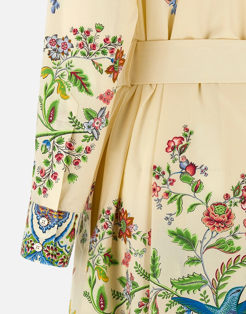 Etro 長袖綿シャツドレス フローラル＆フォーナプリント配置 (すべての