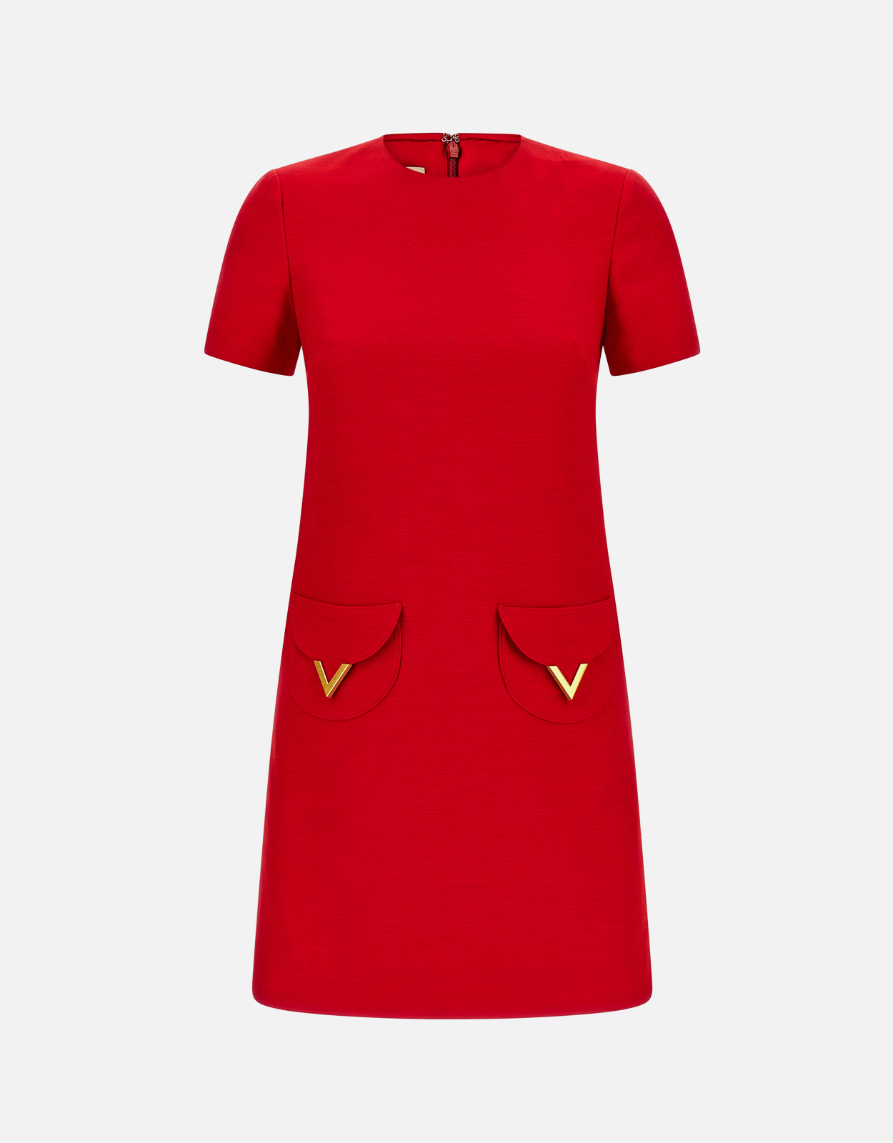 23年モデル　valentino クレープクチュールワンピース　38 Valentino Garavani 初剪ウールシルク無地クレープクチュールミニ