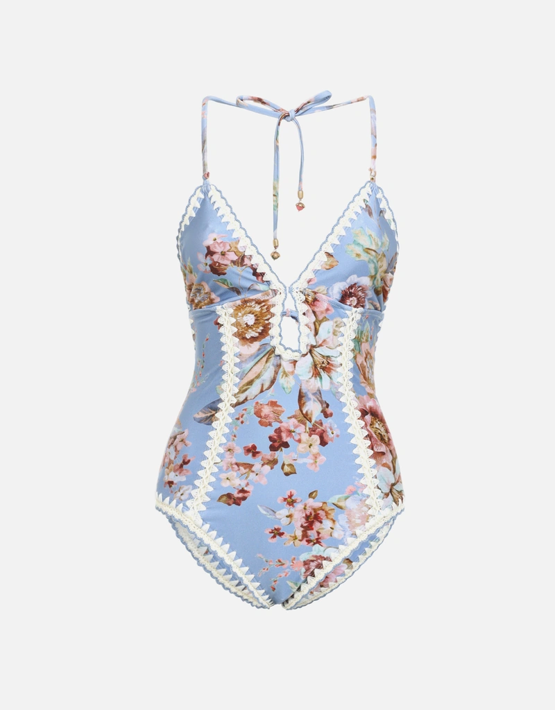 Zimmermann Awaken Crochet Keyhole One Piece Swimsuit (Boy Clothing