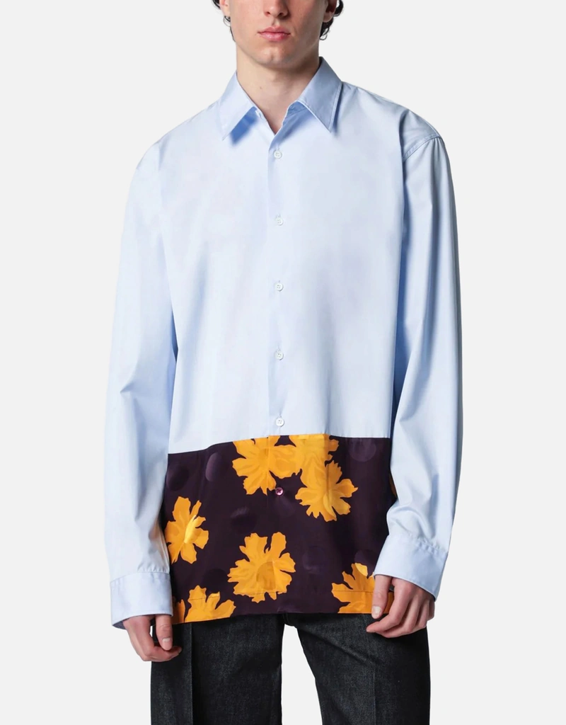 Dries Van Noten メンズ コットン フローラル インサート シャツ