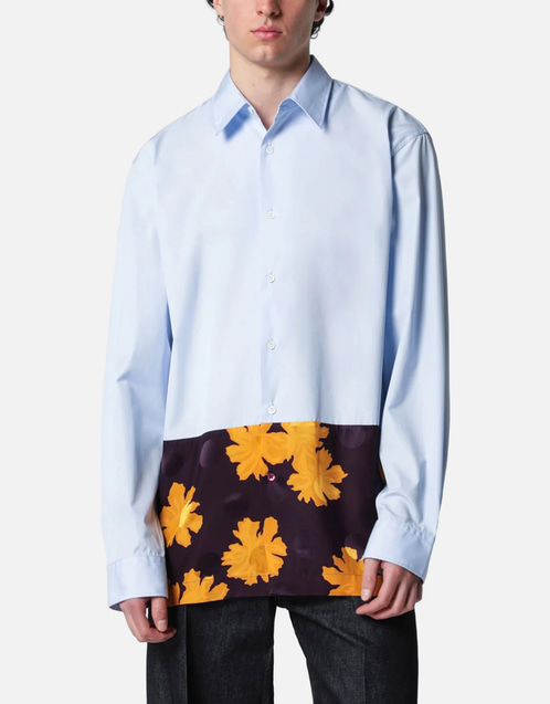 Dries Van Noten メンズ コットン フローラル インサート シャツ