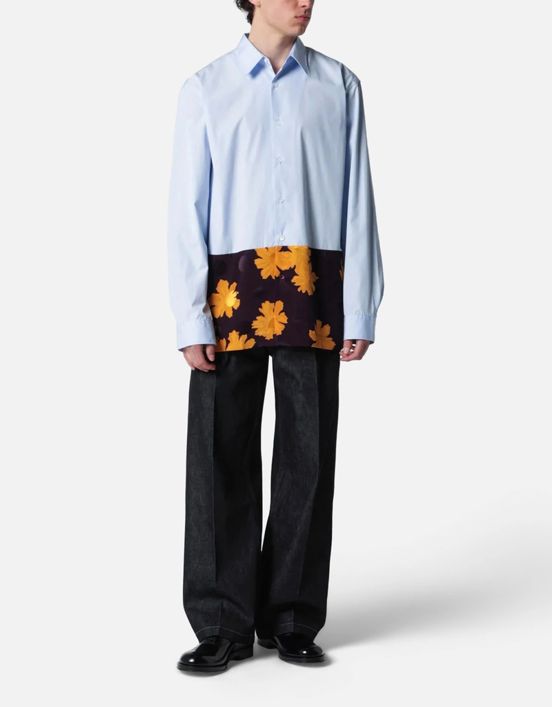 Dries Van Noten メンズ コットン フローラル インサート シャツ