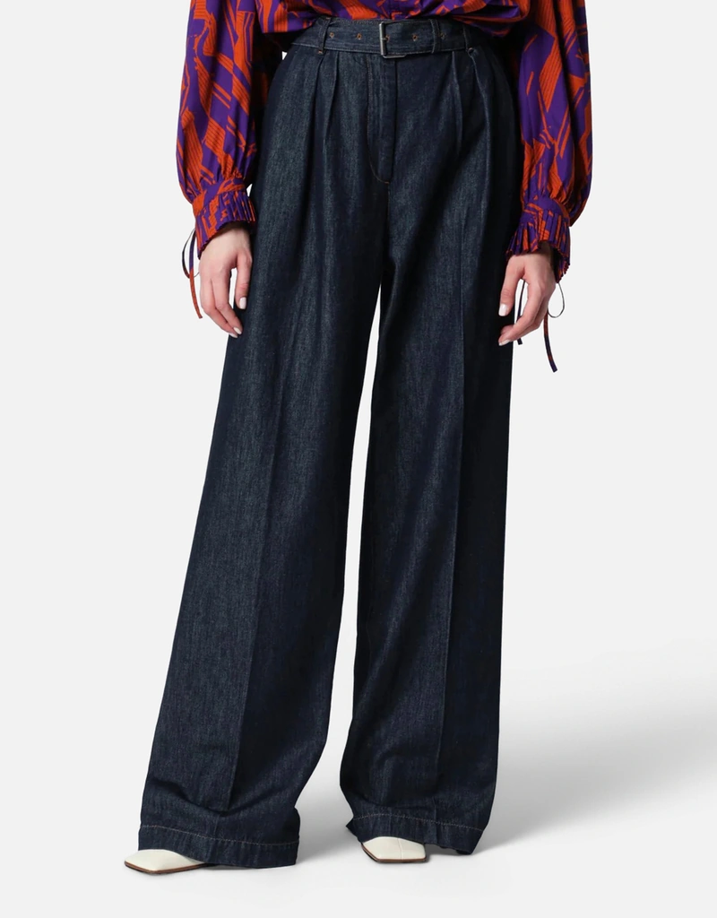 Dries Van Noten ワイドレッグ コットン デニム パンツ (パンツ
