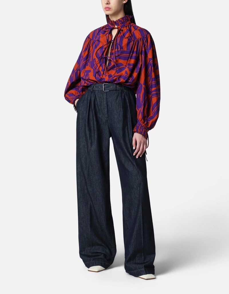 Dries Van Noten ワイドレッグ コットン デニム パンツ (パンツ