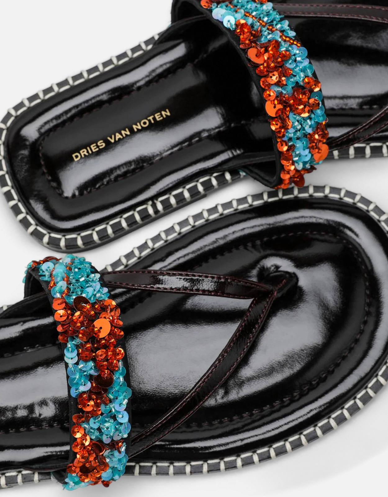 Dries Van Noten ブラック スリッポン サンダル スパンコール (すべて