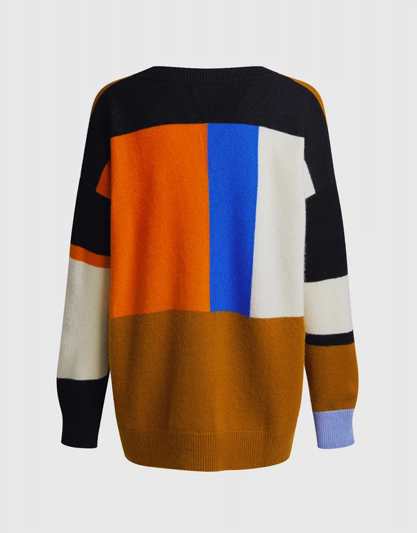 Multicolored Modernity Cashmere V-Neck Sweater