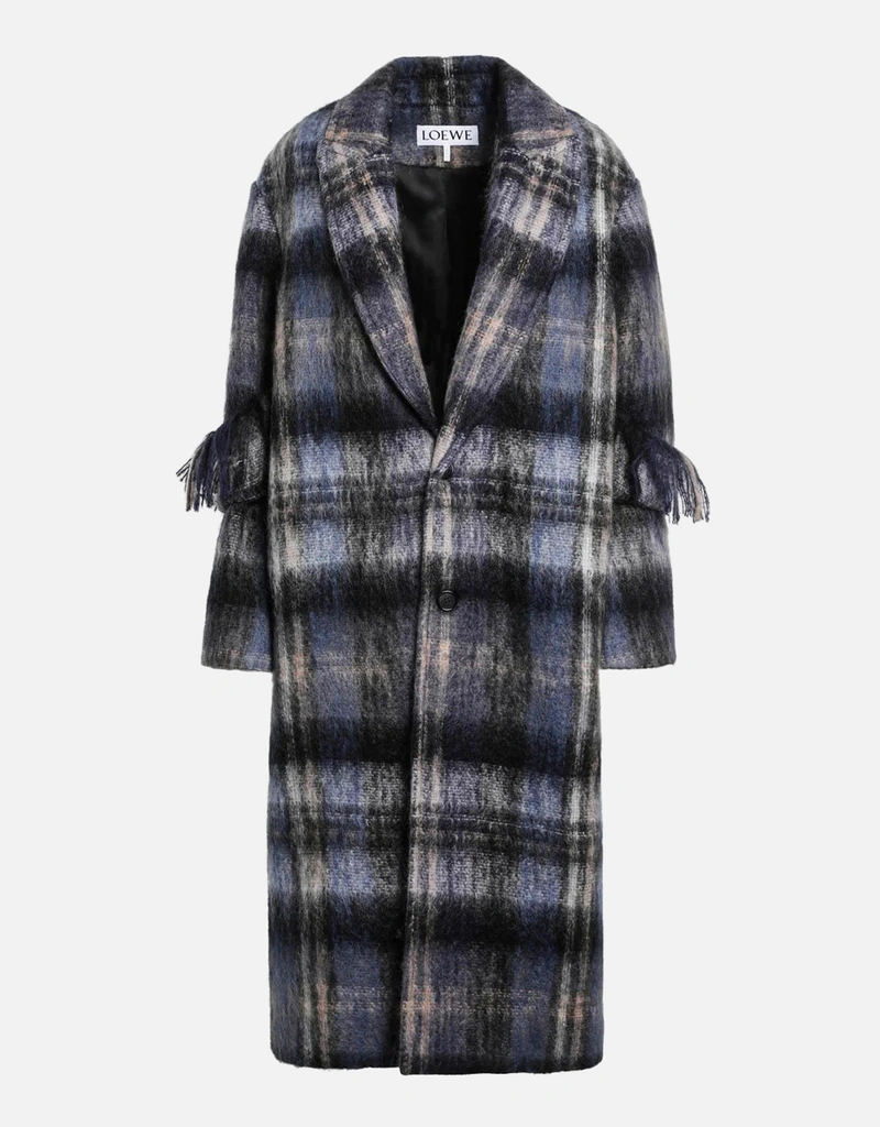 Loewe ブルーチェック柄モヘアウール混コート (すべての新品) IFCHIC.COM