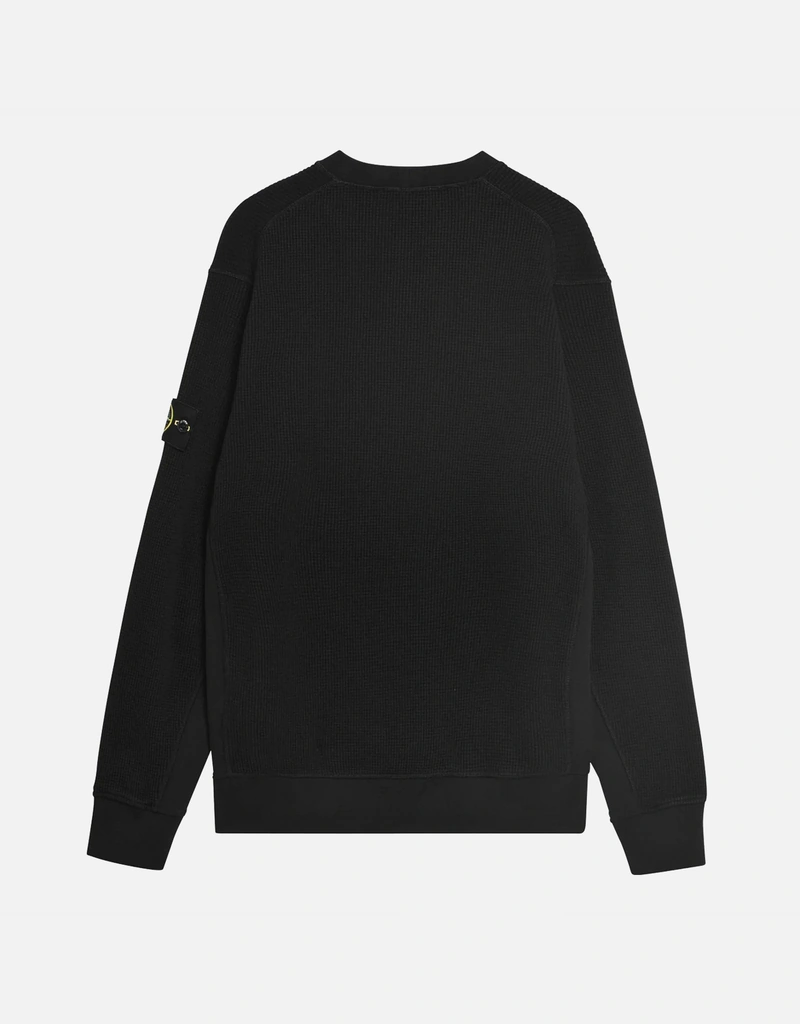 STONE  コットンクルーネックトレーナー　ブラック Stone Island ブラックコットンクルーネックスウェット (トップス