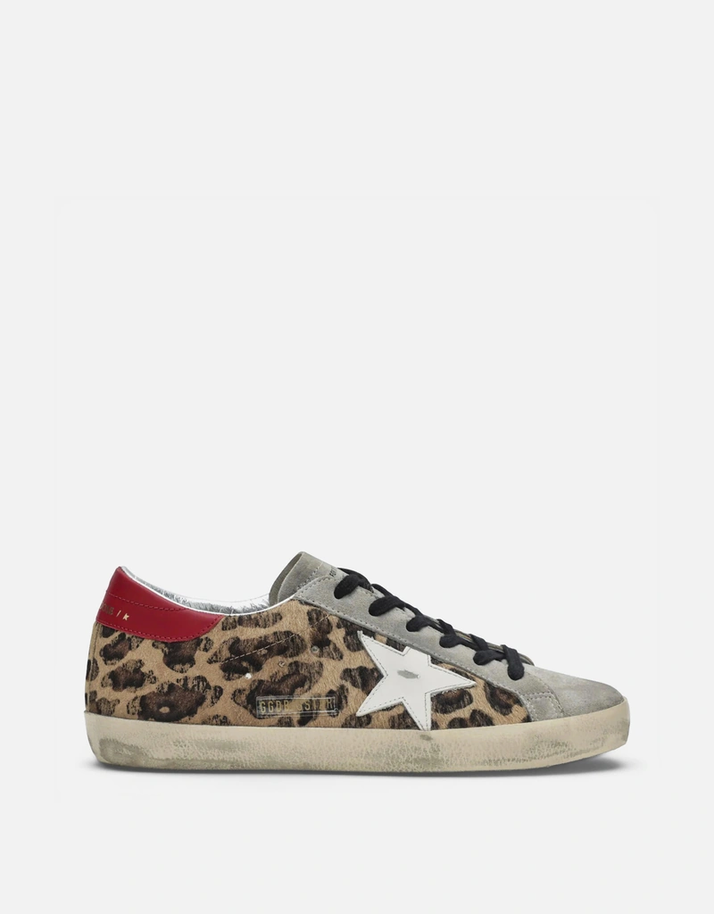 Golden Goose レザー レオパードプリント スーパースター スニーカー