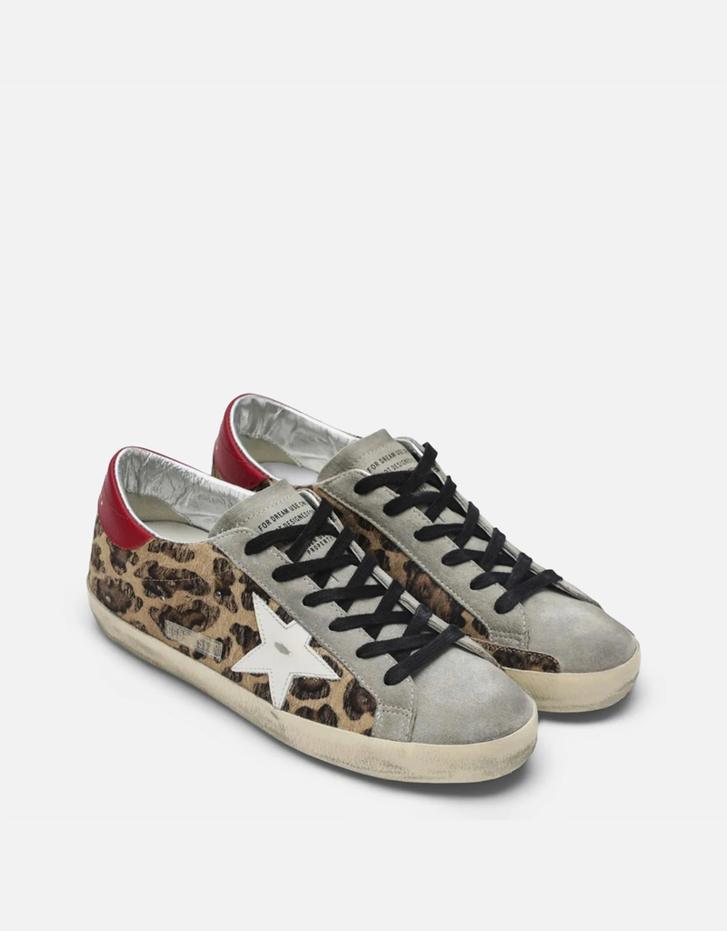 Golden Goose レザー レオパードプリント スーパースター スニーカー