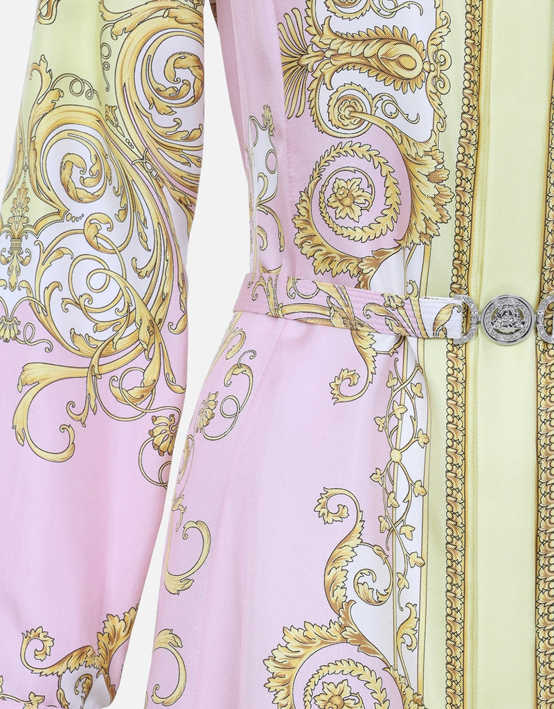 versace shirt dress PRINTED SILK TWILL MINI SHIRT DRESS