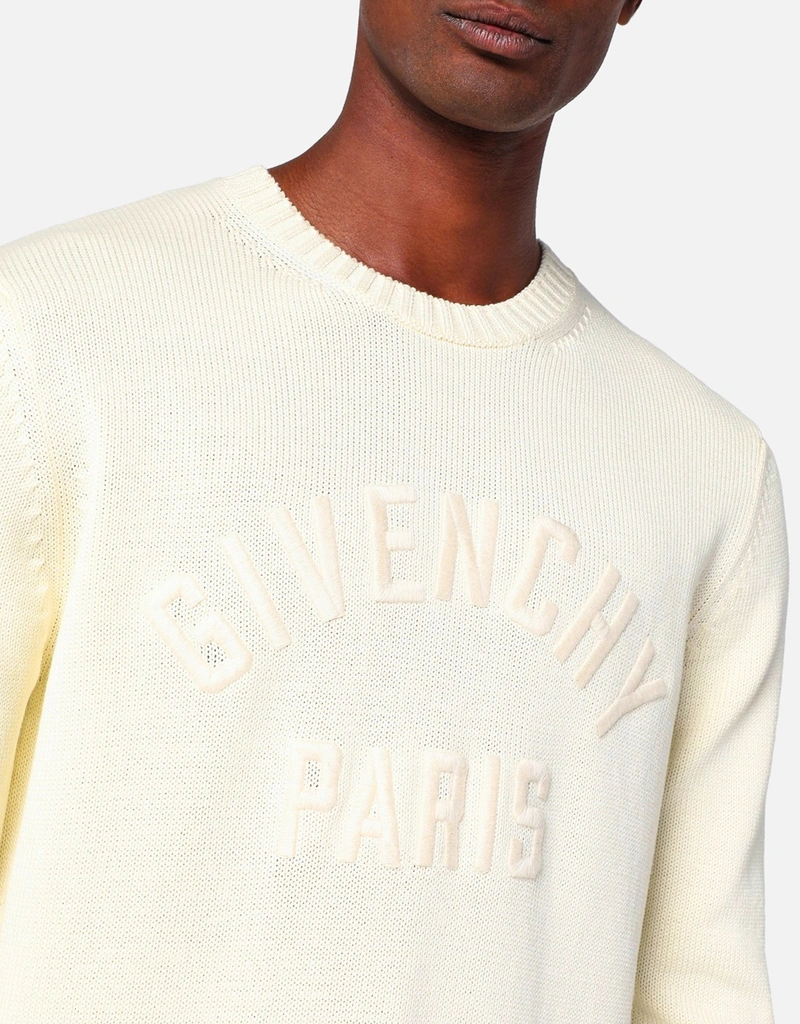 Givenchy メンズ綿クルーネックロゴ刺繍セーター (ニットウェア