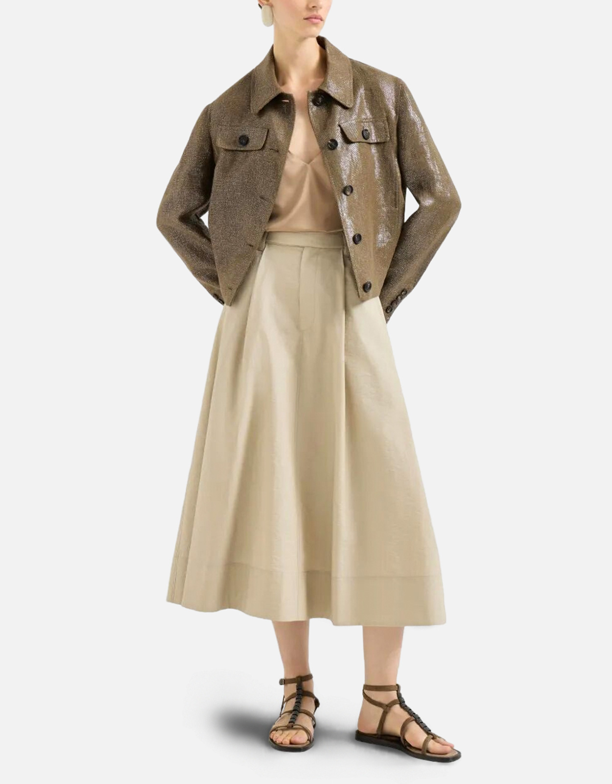 極美品 ブルネロクチネリ 2024 フレンチコットン混テリー ミディスカート L Brunello Cucinelli コットンポプリンミディスカート (すべての新品