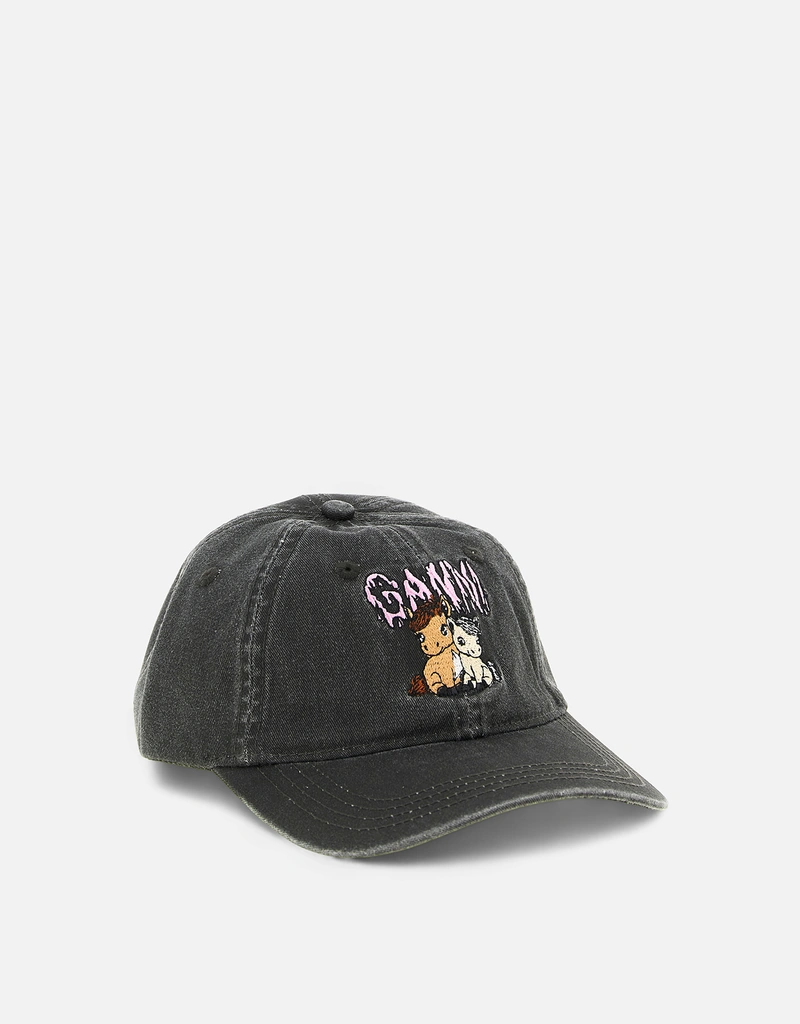 GANNI コットンキャンバスキャップ Ganni グレーウォッシュドコットンキャンバスキャップ () IFCHIC.COM
