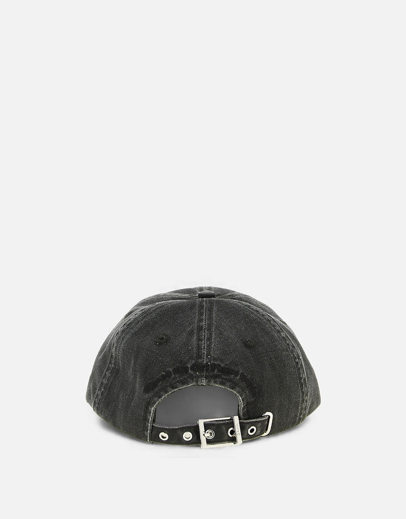 Ganni グレーウォッシュドコットンキャンバスキャップ () IFCHIC.COM