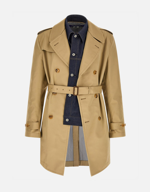 JUNYA WATANABE メンズ デニム インサート トレンチ コート (すべての