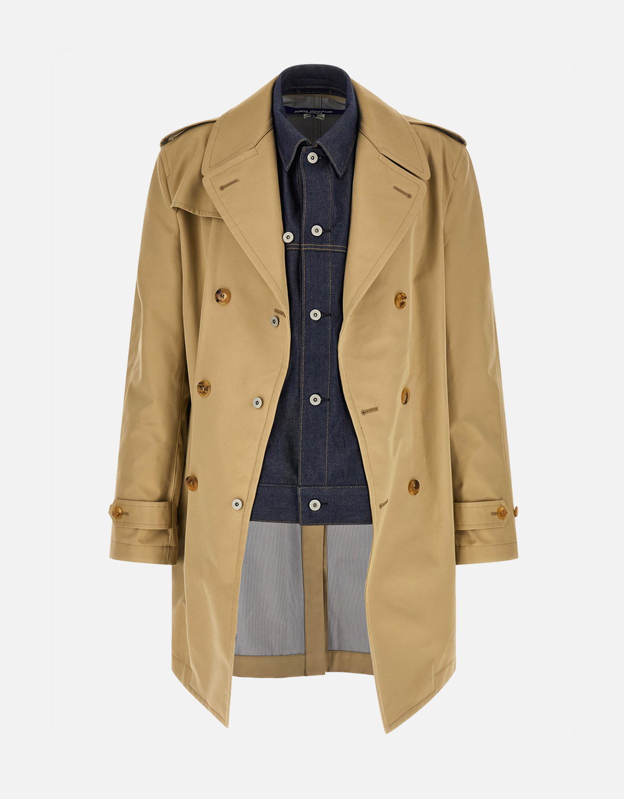 JUNYA WATANABE メンズ デニム インサート トレンチ コート (すべての