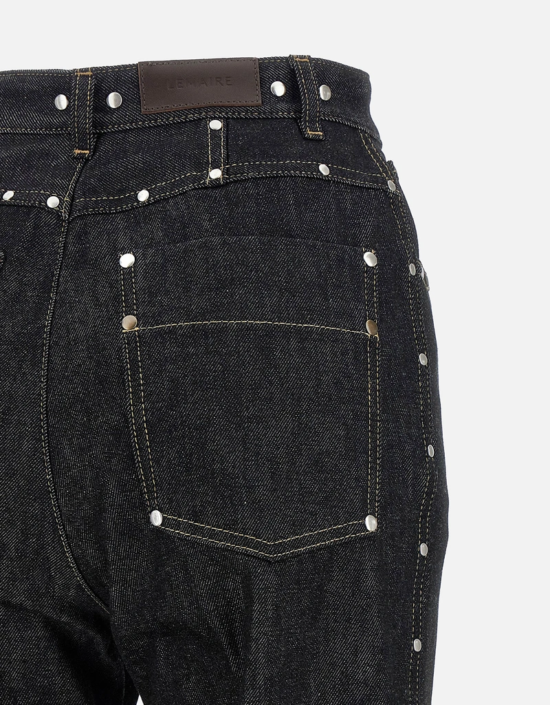 LEMAIRE コットン ハイウエスト ストレート パンツ スタッズ (すべての